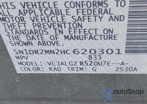 2017 Nissan Pathfinder Sl из США, поврежденный, VIN 5N1DR2MN2HC620301